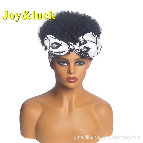 Women's Head Band for African Black Hairband Wigs Wholesale Price Ladies Hair Scarf Long Curly Headband Wig Synthetic Hair Wigs